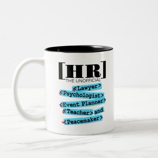 Human Resources Unofficial Funny HR Two-Tone Coffee Mug (Left)