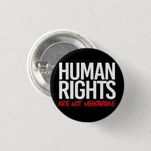 Human rights are not negotiable square sticker 3 cm round badge