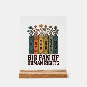Human Rights Book Flowers Vintage Vector Design_1 Acrylic Sign