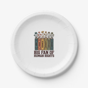 Human Rights Book Flowers Vintage Vector Design_1 Paper Plate