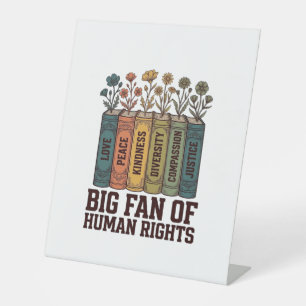 Human Rights Book Flowers Vintage Vector Design_1 Pedestal Sign