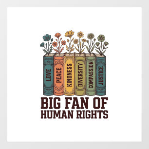 Human Rights Book Flowers Vintage Vector Design_1 Window Cling
