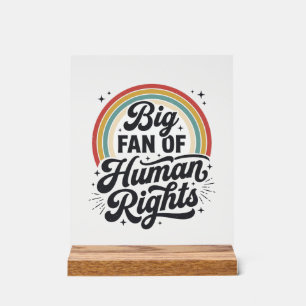 Human Rights Retro Rainbow Vector T-Shirt Design_1 Acrylic Sign