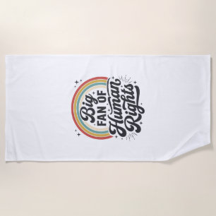 Human Rights Retro Rainbow Vector T-Shirt Design_1 Beach Towel