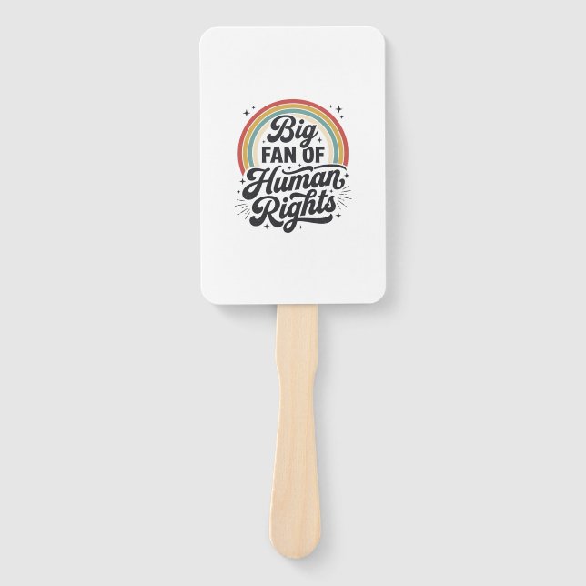 Human Rights Retro Rainbow Vector T-Shirt Design_1 Hand Fan (Front)