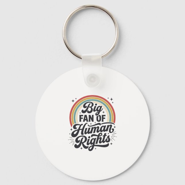 Human Rights Retro Rainbow Vector T-Shirt Design_1 Key Ring (Front)