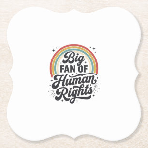 Human Rights Retro Rainbow Vector T-Shirt Design_1 Paper Coaster