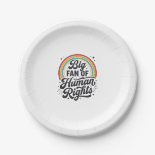 Human Rights Retro Rainbow Vector T-Shirt Design_1 Paper Plate