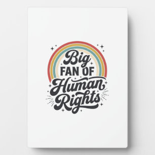 Human Rights Retro Rainbow Vector T-Shirt Design_1 Plaque
