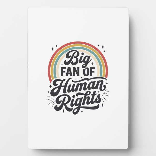 Human Rights Retro Rainbow Vector T-Shirt Design_1 Plaque (Front)