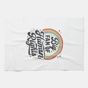 Human Rights Retro Rainbow Vector T-Shirt Design_1 Tea Towel