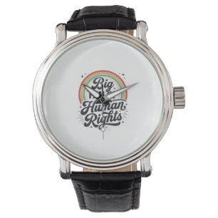 Human Rights Retro Rainbow Vector T-Shirt Design_1 Watch