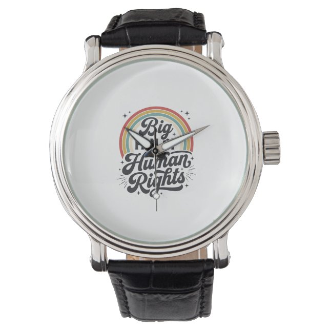Human Rights Retro Rainbow Vector T-Shirt Design_1 Watch (Front)