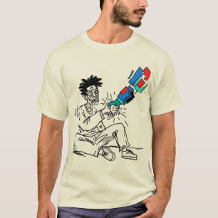 Human Robot Collaboration Line Art Design T-Shirt