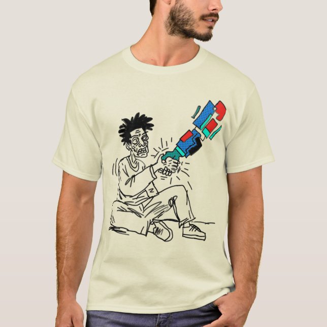 Human Robot Collaboration Line Art Design T-Shirt (Front)