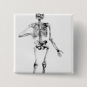 Human Skeleton 15 Cm Square Badge