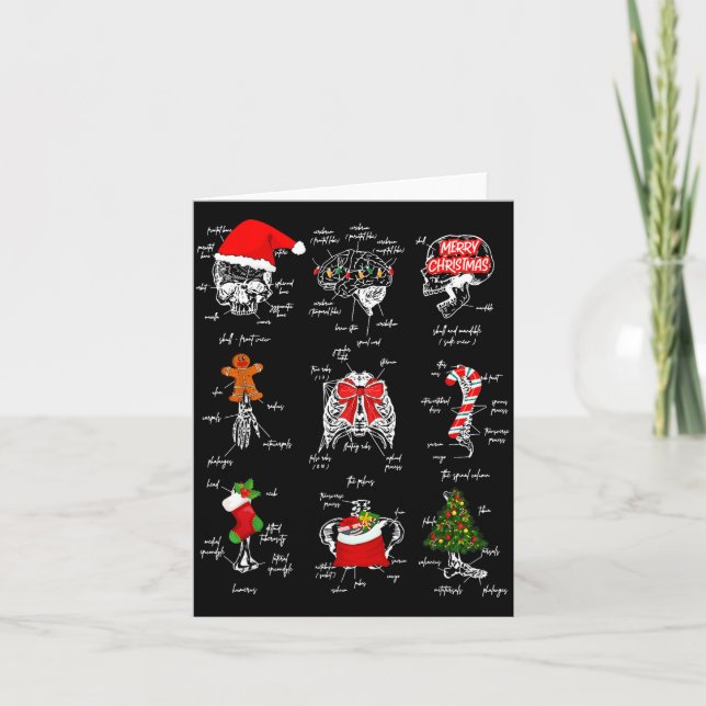 Human Skeleton Anatomy Christmas Medical Student X Card (Front)