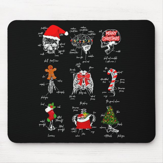 Human Skeleton Anatomy Christmas Medical Student X Mouse Mat (Front)