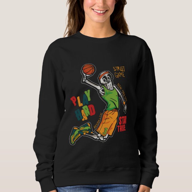 Human Skeleton Drinking Coffee Funny Halloween Sku Sweatshirt (Front)