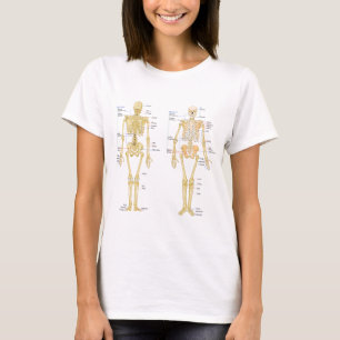 Human Skeleton labelled anatomy chart T-Shirt