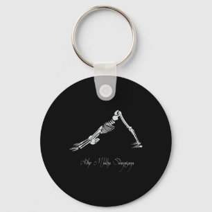 Human Skeleton Make Yoga Downward Facing Dog Pose Key Ring