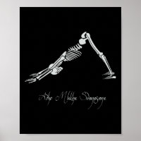 Human Skeleton Make Yoga Downward Facing Dog Pose