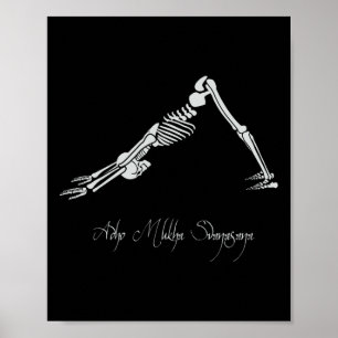Human Skeleton Make Yoga Downward Facing Dog Pose Poster