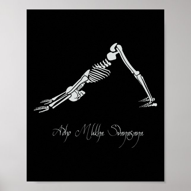 Human Skeleton Make Yoga Downward Facing Dog Pose  Poster (Front)