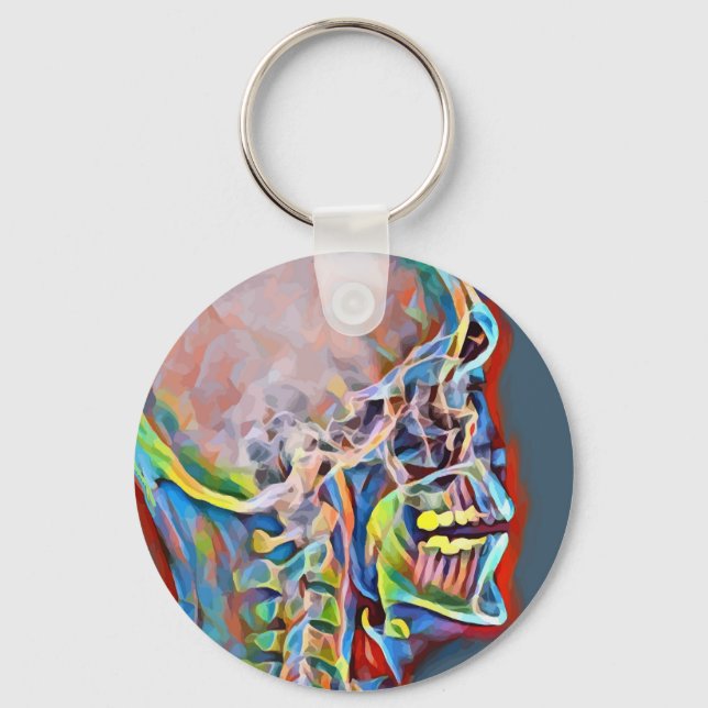 Human Skeleton Skull Abstract Anatomy Art Key Ring (Front)