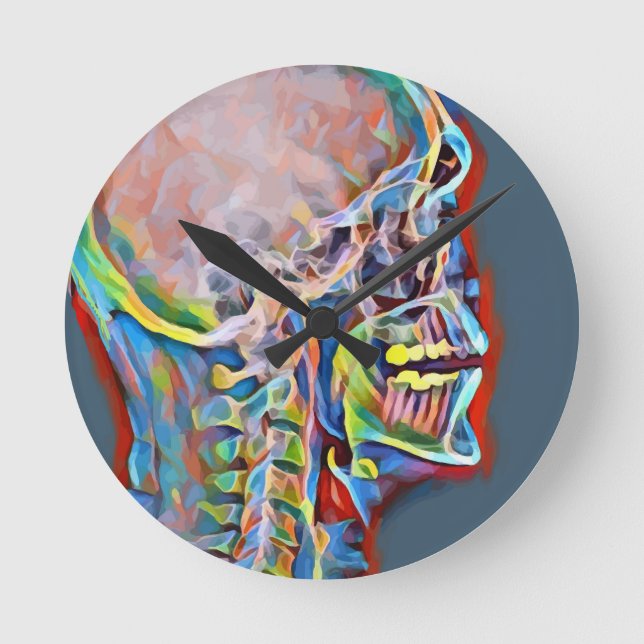 Human Skeleton Skull Abstract Anatomy Art  Round Clock (Front)