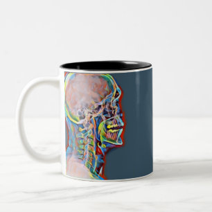 Human Skeleton Skull Abstract Anatomy original Art Two-Tone Coffee Mug