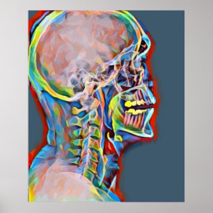 Human Skeleton Skull xray Abstract Art Poster