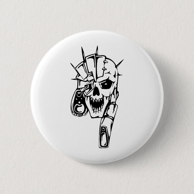 Human Skull 6 Cm Round Badge (Front)