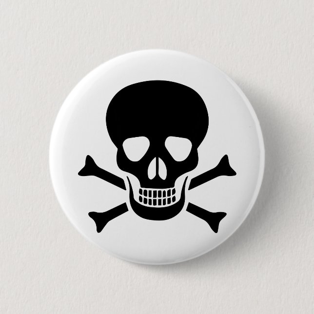 Human skull 6 cm round badge (Front)