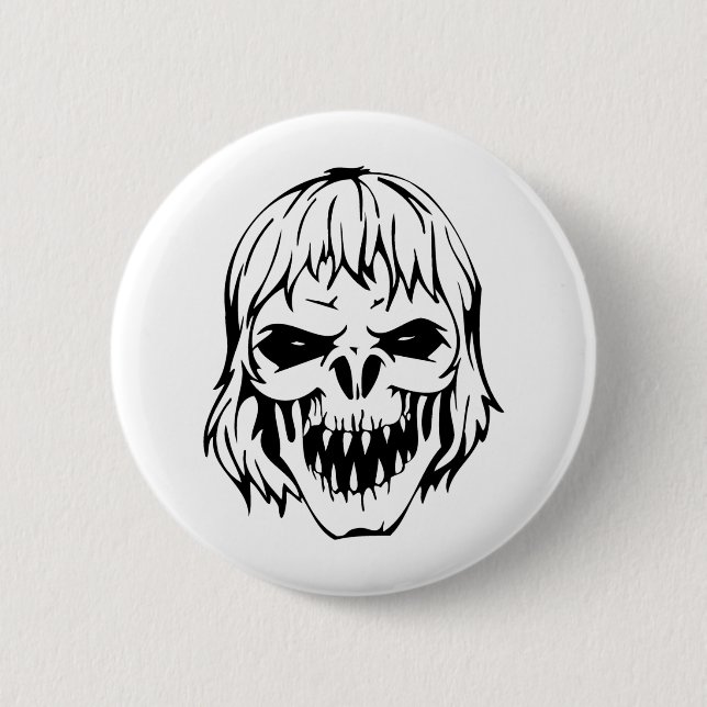 Human Skull 6 Cm Round Badge (Front)