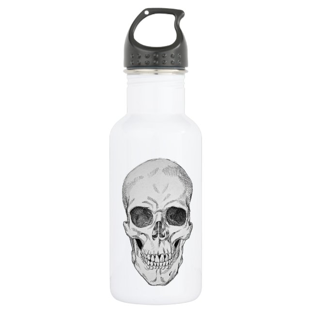 Human Skull Anatomical Illustration (Frontal View) 532 Ml Water Bottle (Front)