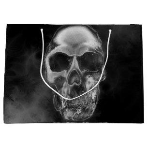Human Skull Black Smoke Grunge Large Gift Bag