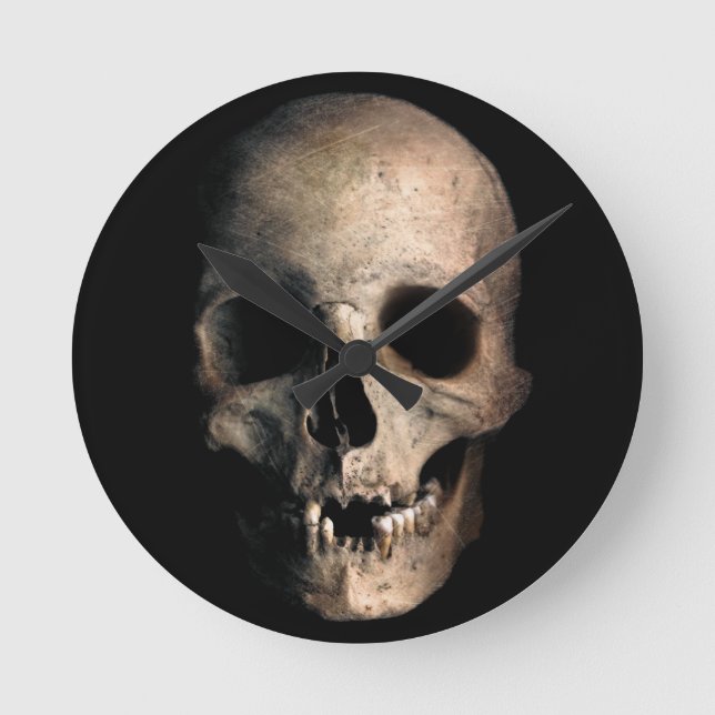 Human Skull Head Face Round Clock (Front)