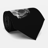 Human Skull Macabre Silky Black Necktie