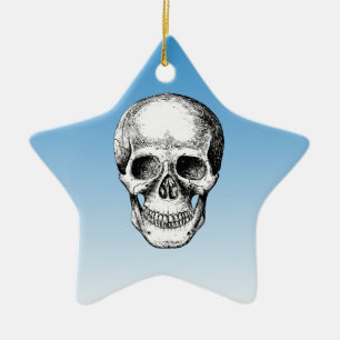 Human Skull White Face Ceramic Tree Decoration