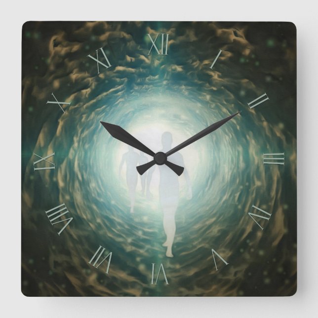 Human souls in a tunnel of light square wall clock (Front)