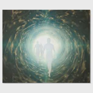 Human souls in a tunnel of light wrapping paper