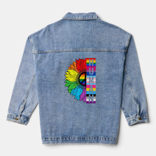 HUMAN Sunflower LGBT Flag Gay Pride Month LGBTQ  Denim Jacket