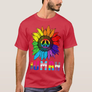 Human Sunflower Rainbow LGBT Flag Gay Pride Proud  T-Shirt