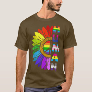 Human Sunflower Rainbow LGBT Flag Gay Pride Proud T-Shirt