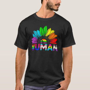 Human Sunflower Rainbow LGBT Flag Gay Pride Proud  T-Shirt