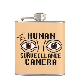 Human Surveillance Camera Dry Humour Hip Flask