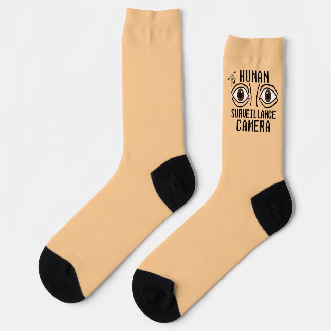 Human Surveillance Camera Dry Humour Socks (Left)