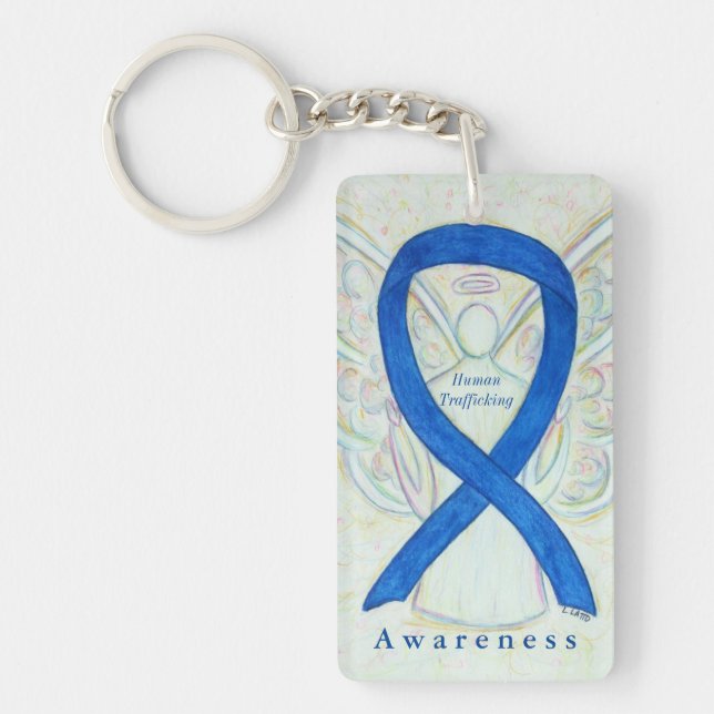 Human Trafficking Awareness Ribbon Angel Keychain (Front)