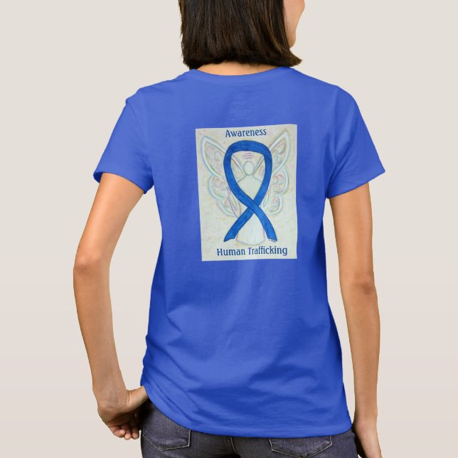 Human Trafficking Awareness Ribbon Angel Shirts (Back)